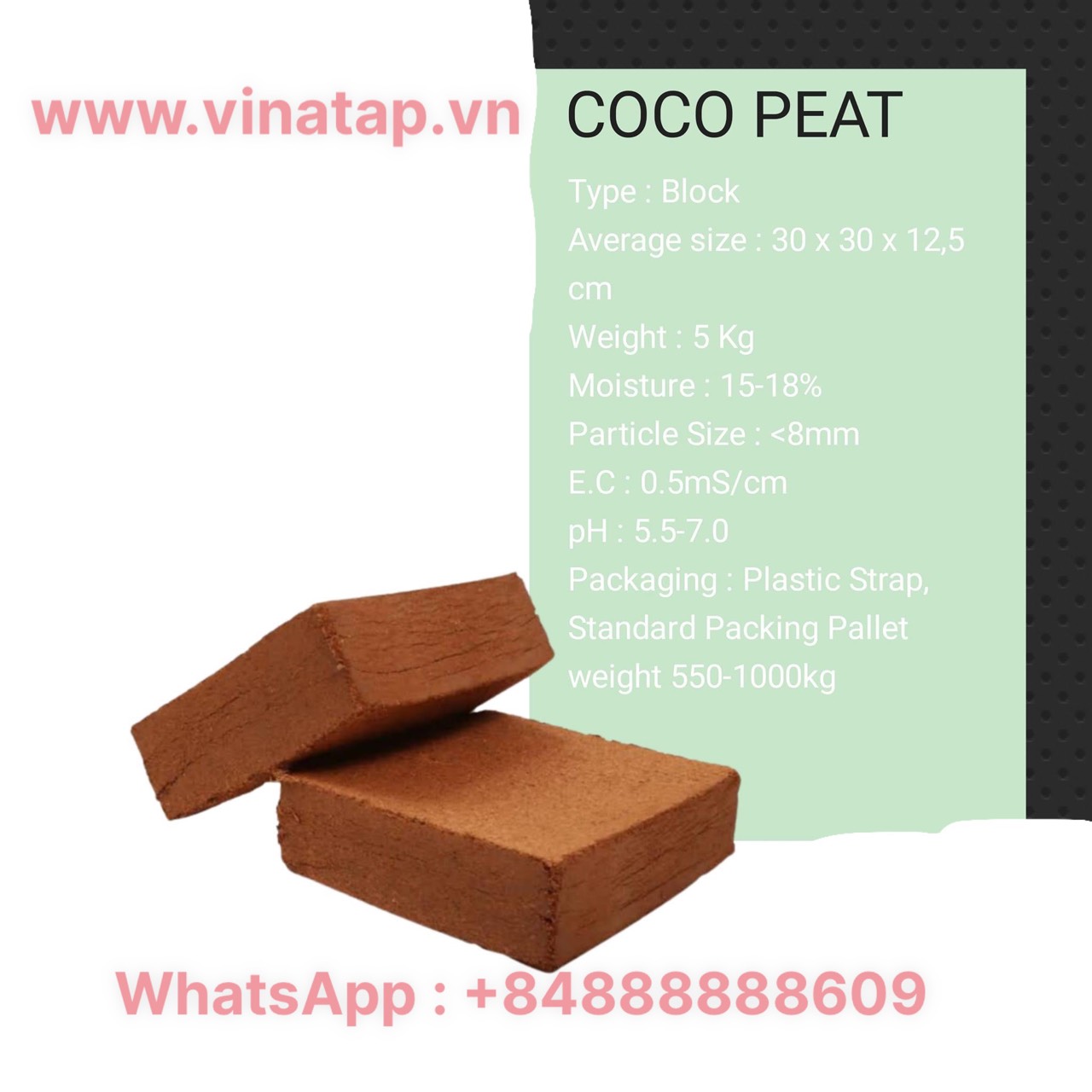 Coco peat block, coir peat block, coco pith block