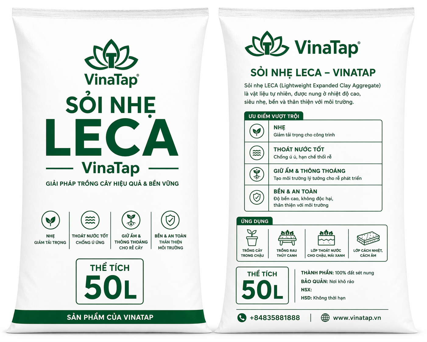 Đất Sét Nung (LECA) VinaTap – Giá thể thủy canh, cây cảnh sạch, thoáng, bền