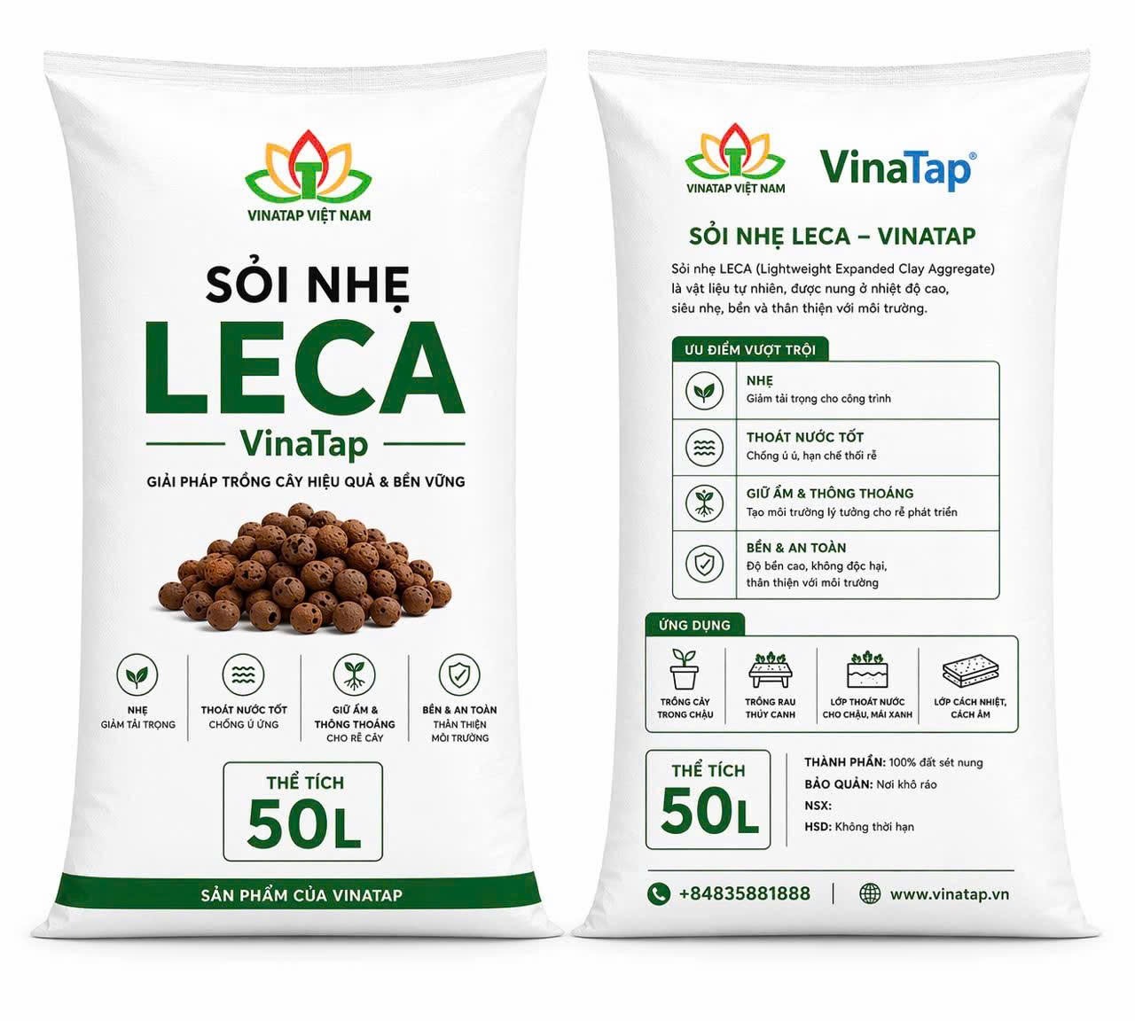 Đất Sét Nung (Clay Pebbles – LECA) VinaTap – Giá Thể Thủy Canh, Bonsai, Lan Cao Cấp