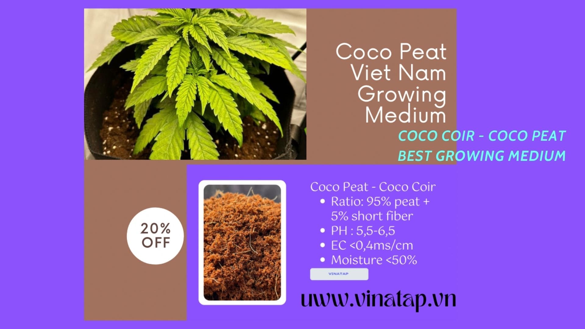 Coco peat for growing cannabis