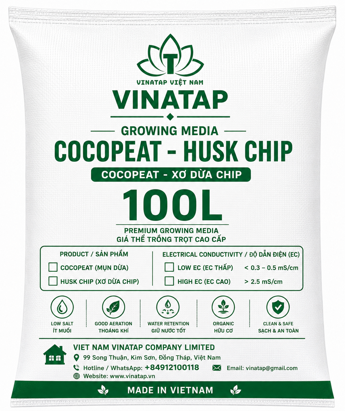100L Cocopeat Bag Supplier Vietnam | Washed Buffered Cocopeat Exporter