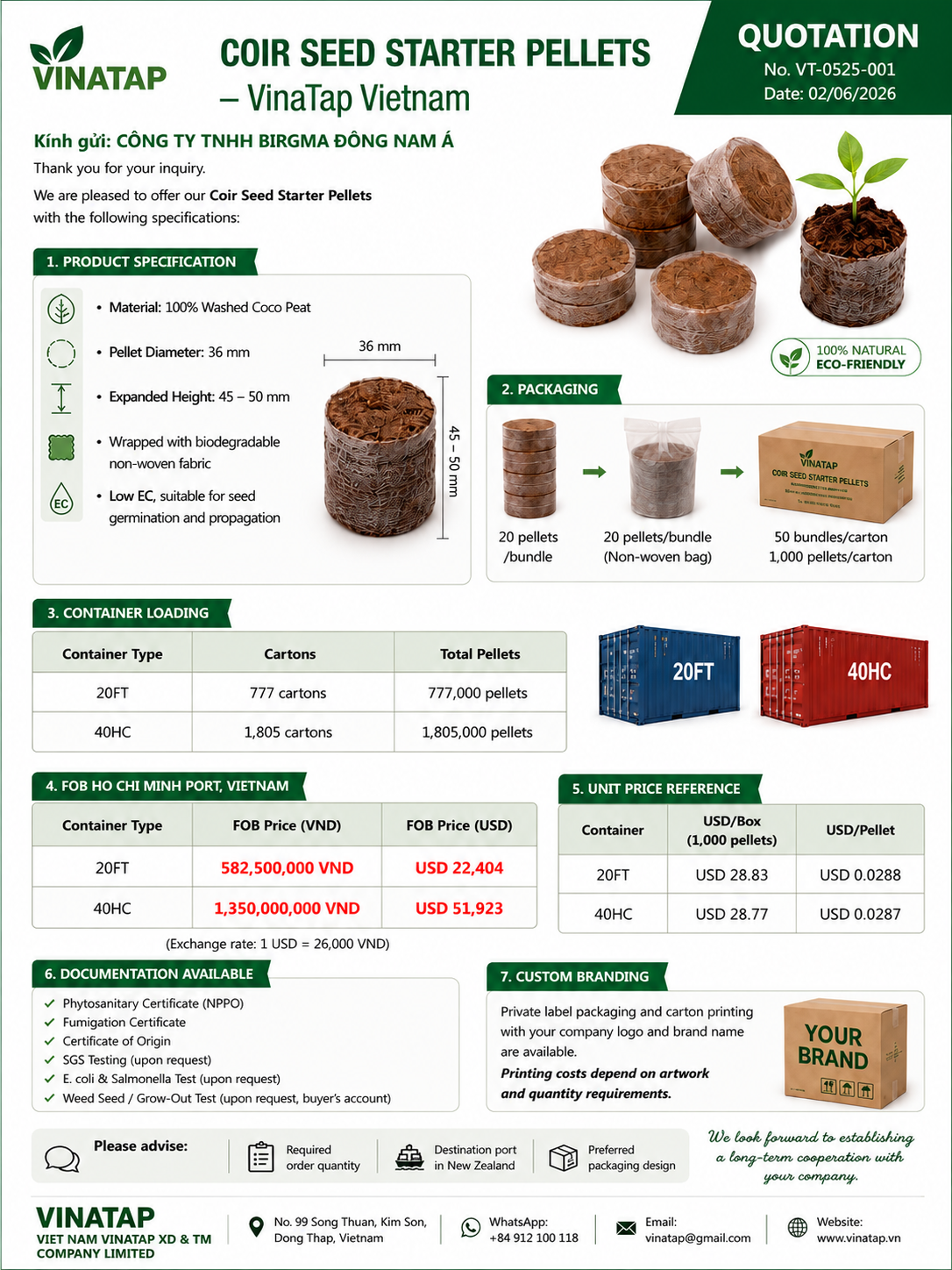 Coir Seed Starter Pellets Manufacturer Vietnam | Seed Germination Pellets Export | VinaTap